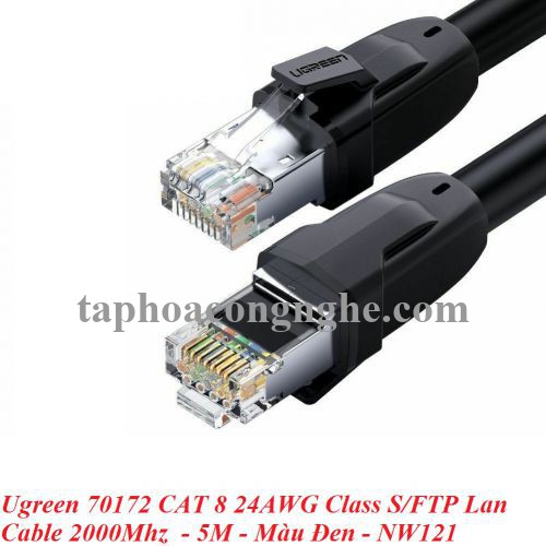 Ugreen 70172 5M CAT8 màu đen 24AWG S/FTP cáp mạng 2000Mhz bọc chống nhiễu NW121 30070172